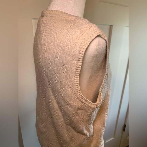 Vintage Beige Cableknit Detail Sweater Vest Size Large - Picture 4 of 9